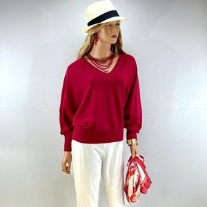 Double V Dolman Sleeve Sweater Fuchsia XL NWT